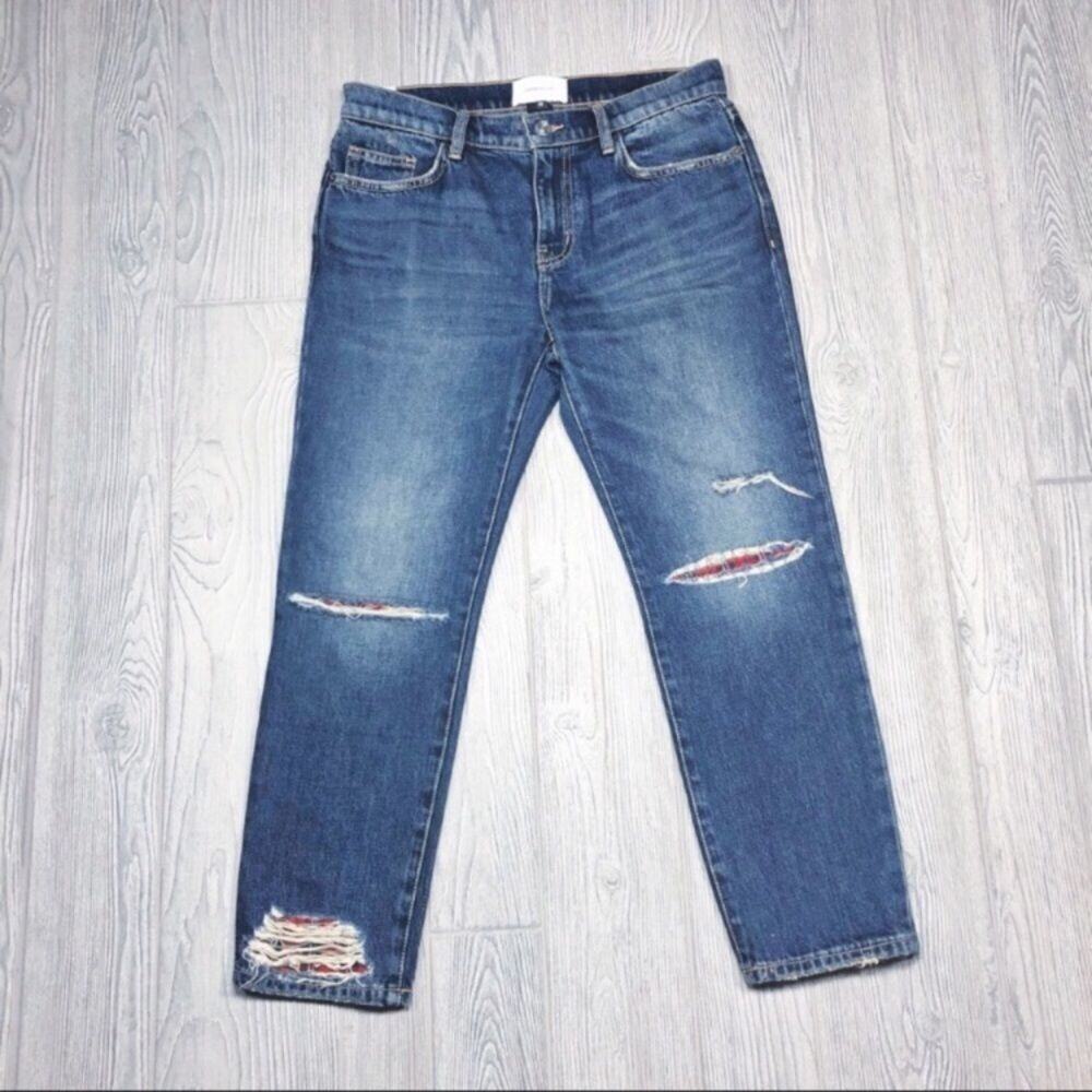 Current/Elliott NEW ripped & patched boyfriend jean size 26